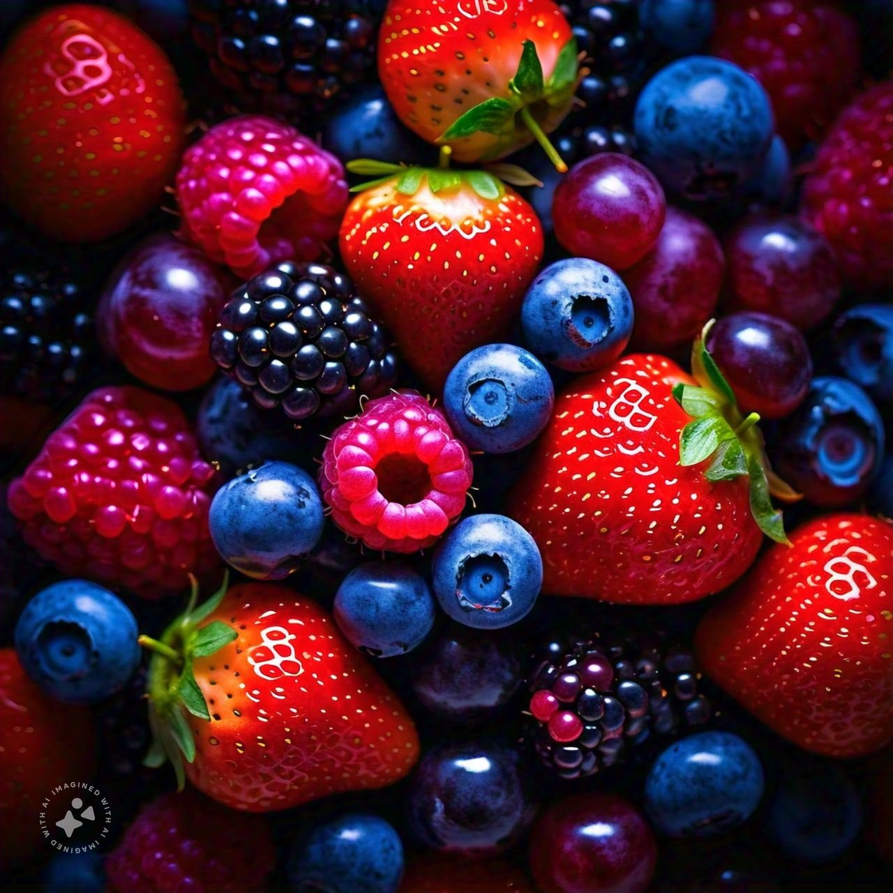 Mixed berries in a bowl with a refreshing berry smoothie