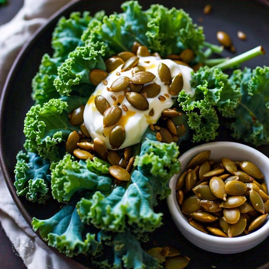 A handful of nutrient-dense pumpkin seeds packed with zinc and healthy fats for skin health.